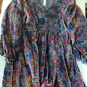 Anthropologie burn out velvet Mona Dress Size Small, Multicolor